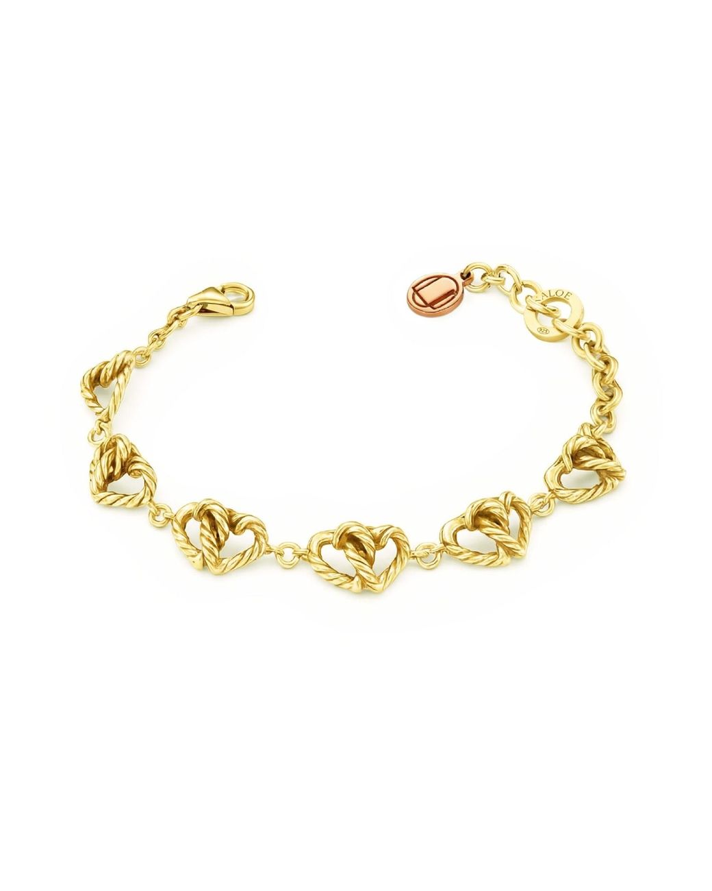 Unaloe Metallic Six Intertwined Hearts Bracelet – Vermeil Symbol Of Unity And Affection