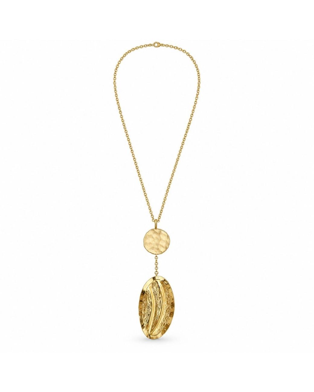 Vstyle Metallic Sculpted Wave Long Pendant Necklace