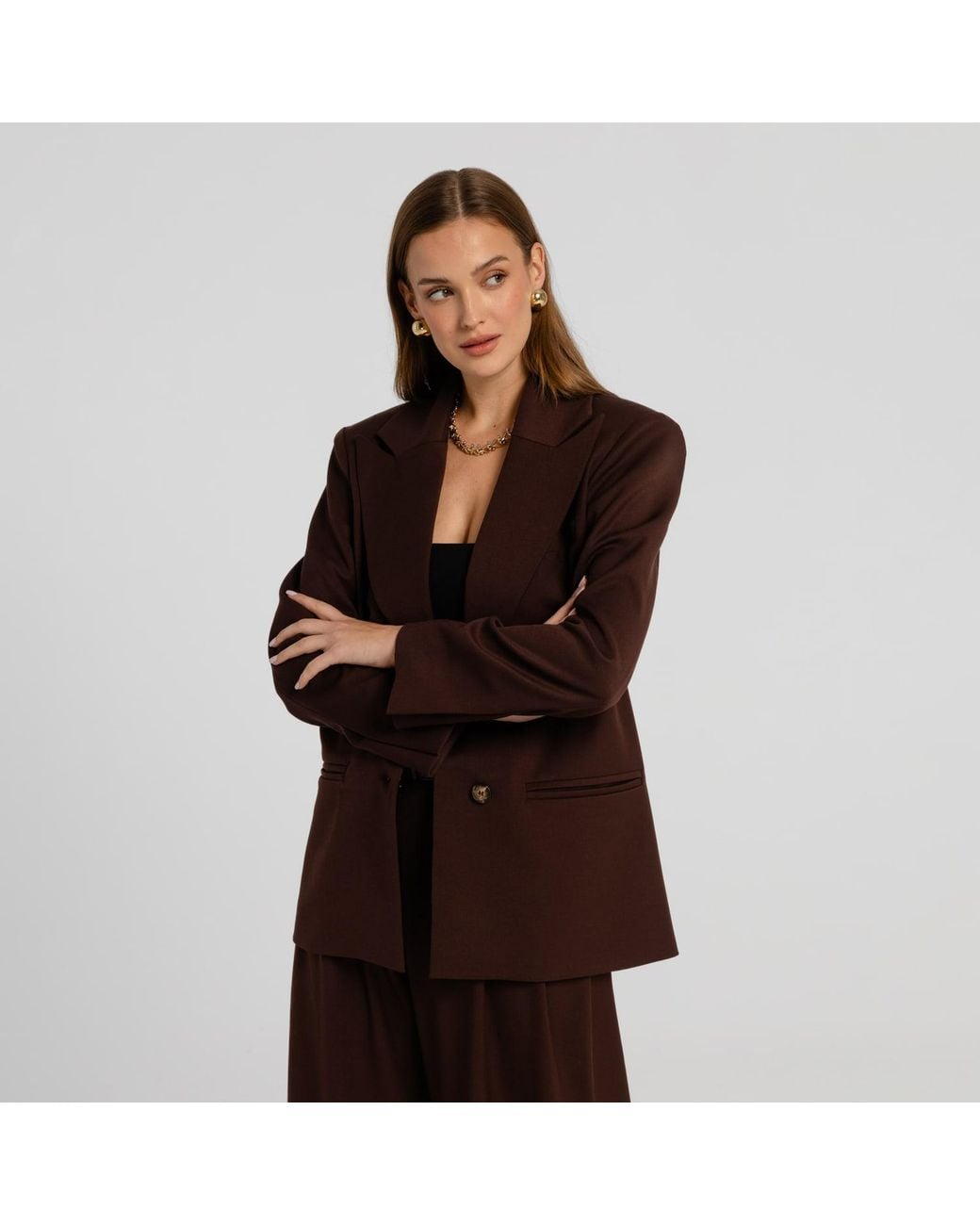 Mandragora Brown Oversized Blazer Estra