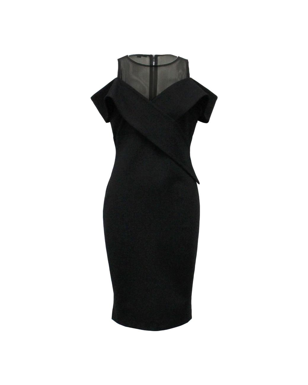 Smart and Joy Black Bobycon Sleeveless Structured Bardot Dress