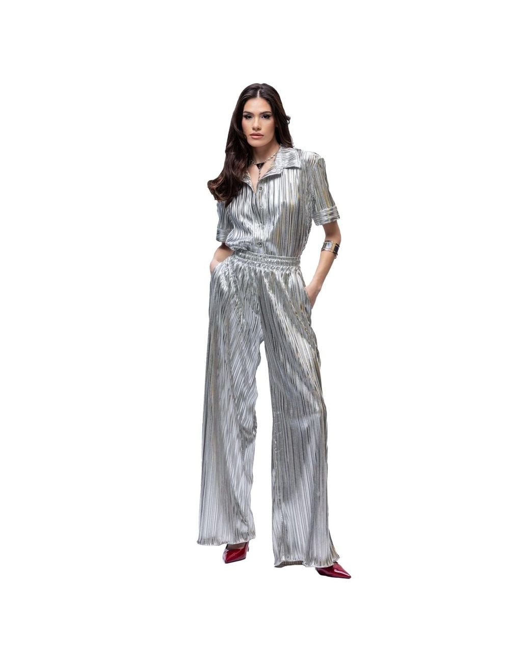 Vazaf Gray Pleated Pants