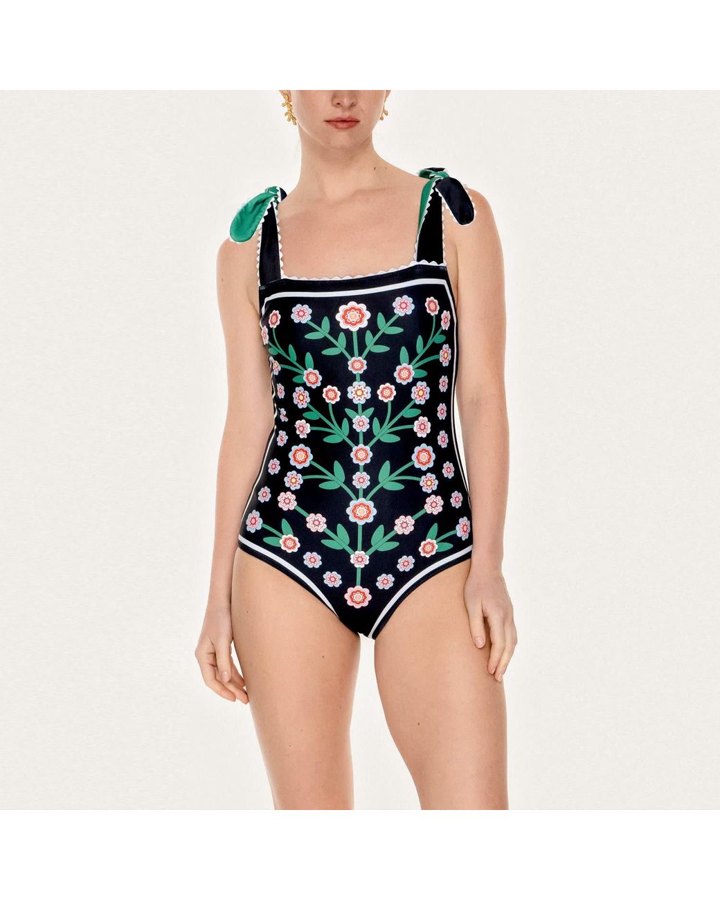 Jessie Zhao New York Green Midnight Bloom Reversible One-Piece Swimsuit