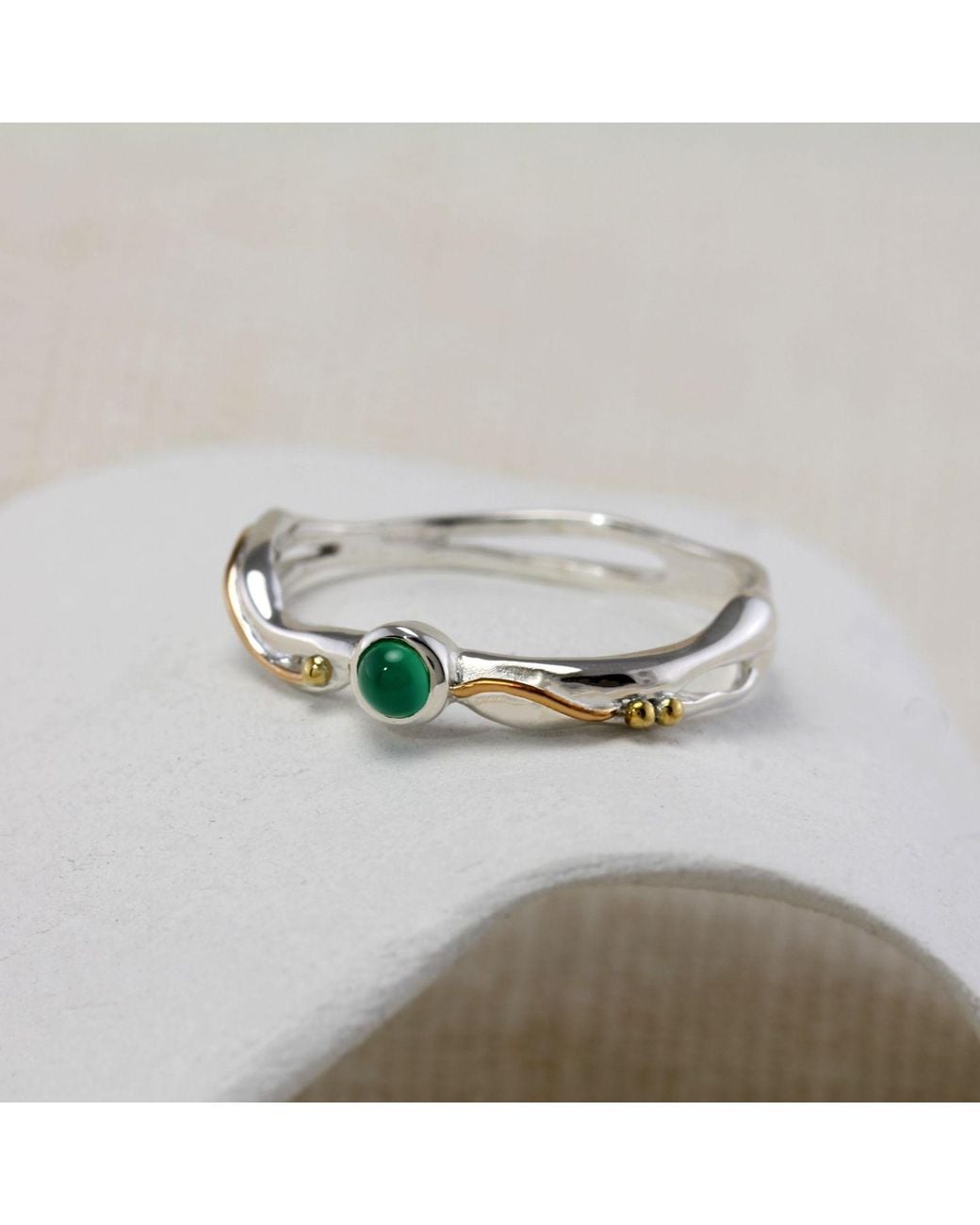 Isla Silver Green Onyx Ring