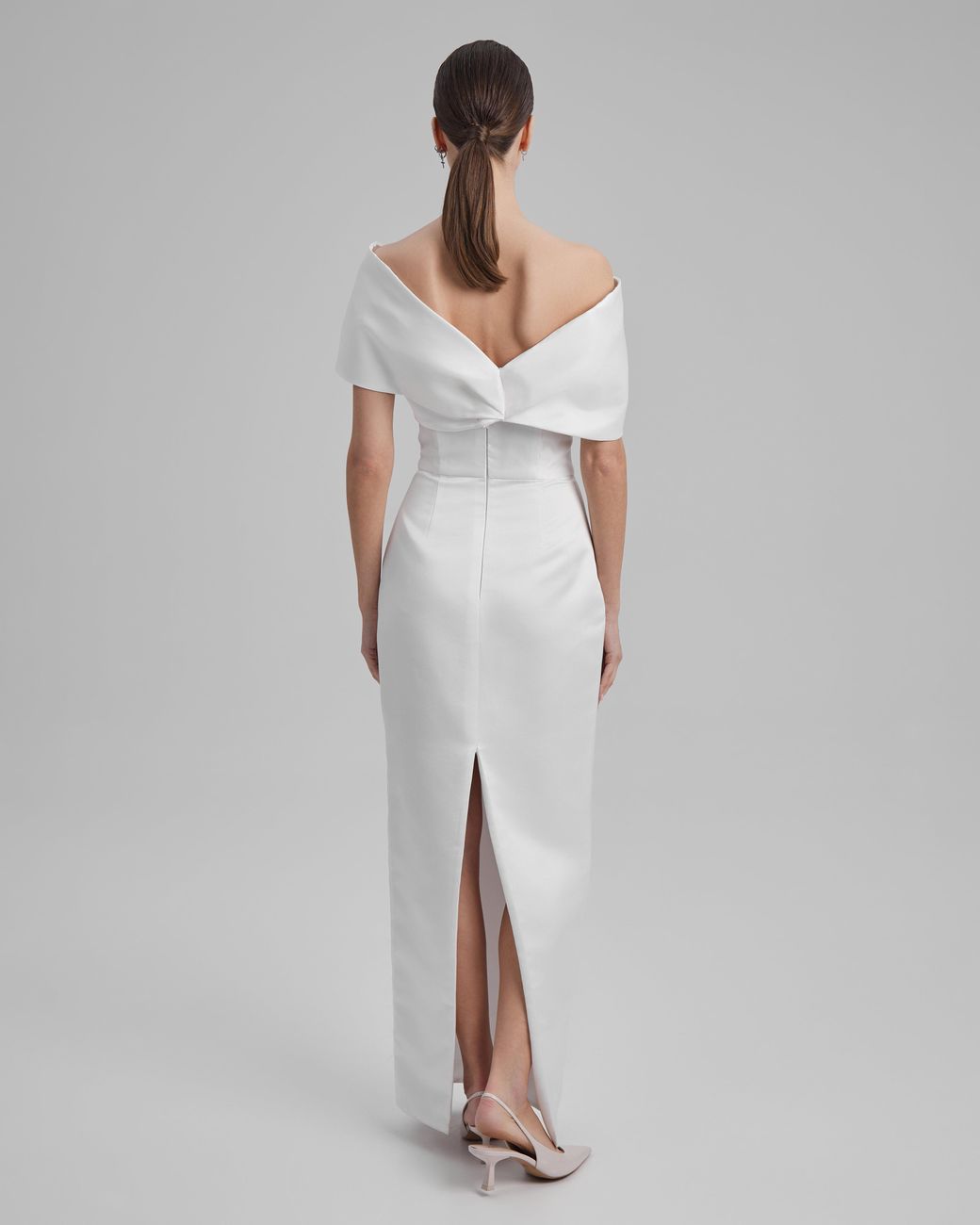 Baé Special Moments White Gigi Dress + Shoulder Bow