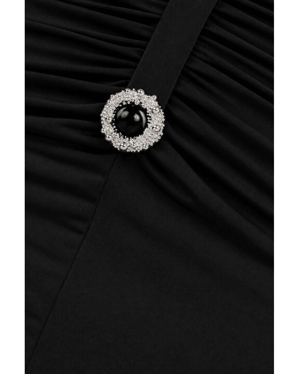 Nocturne Black Stone Detail Draped Maxi Dress