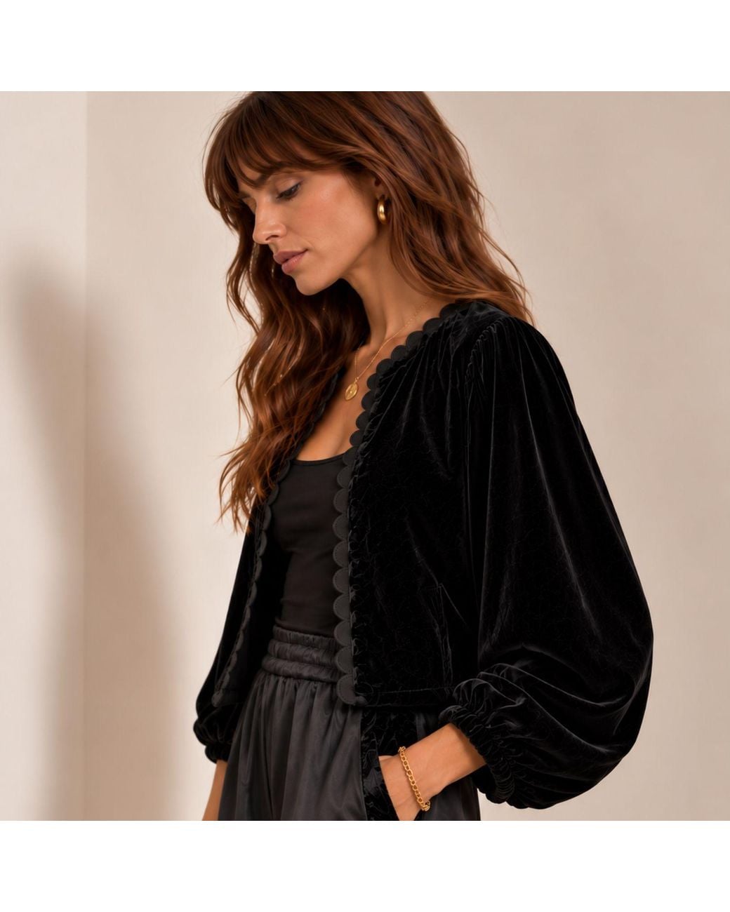 Luella Fashion Black Bari Velvet Jacket