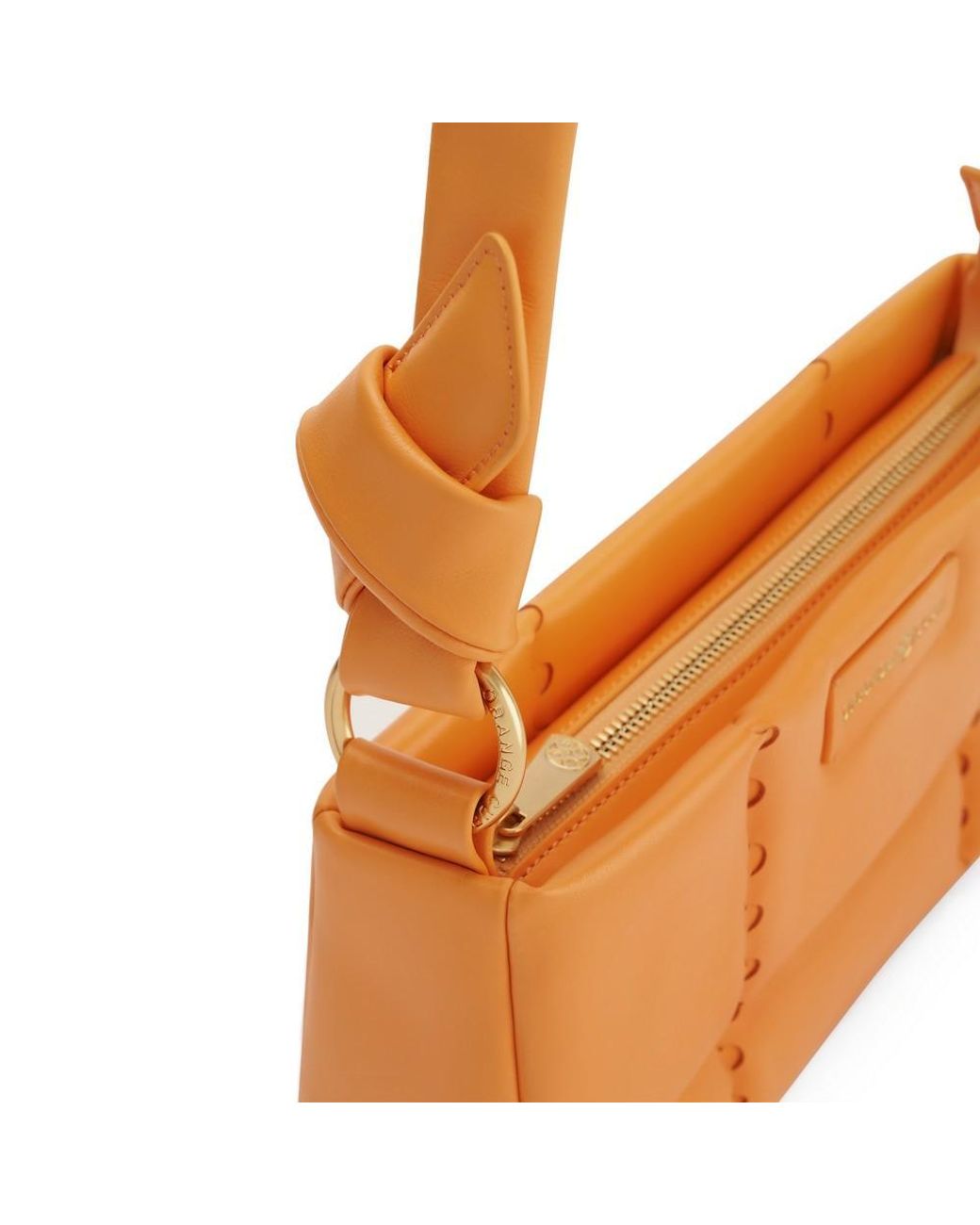 Orange Cube White Square Stitch Cushion Shoulder Bag