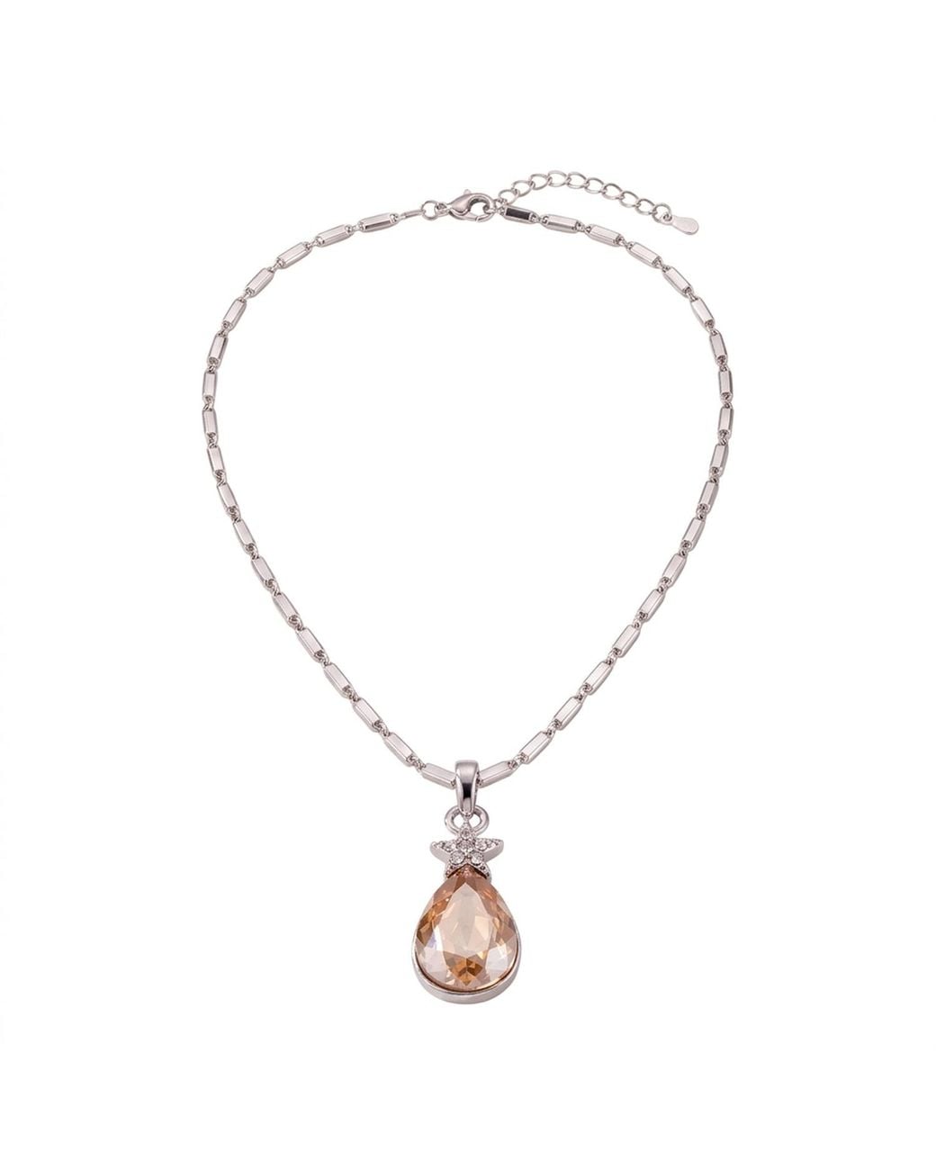 Modenaire Metallic Topaz Teardrop Star Pendant Necklace