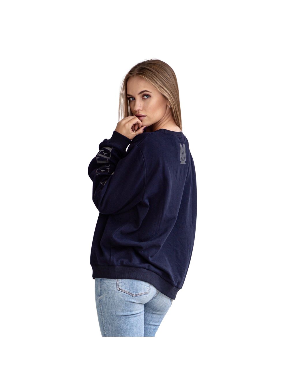 Miracles Manifester Blue Oversized Embroidered Scorpio Sign Sweatshirt