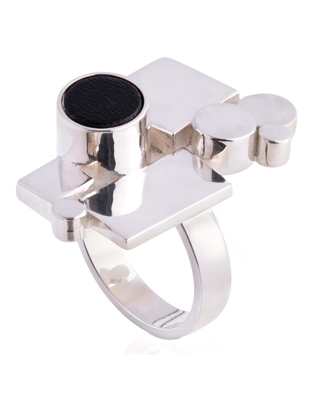 N'damus London Multicolor Ada Sterling & Leather Ring