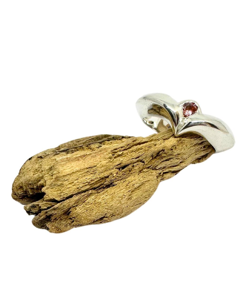 Tg-Jewellery by Tamara Gervasio Metallic Heart-Shaped Band Ring With Cubic Zirconia Sterling