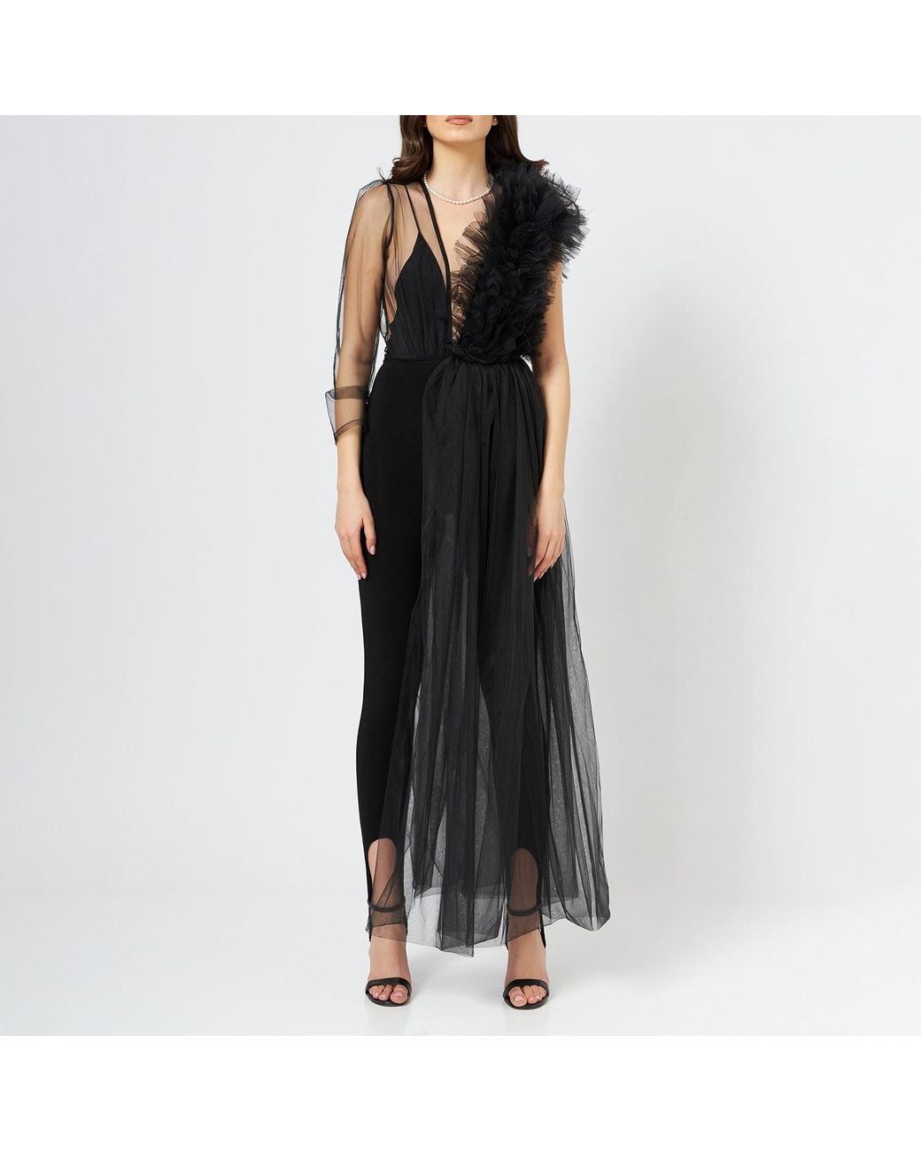 LIA ARAM Black Transparency Deconstructed Bodysuit