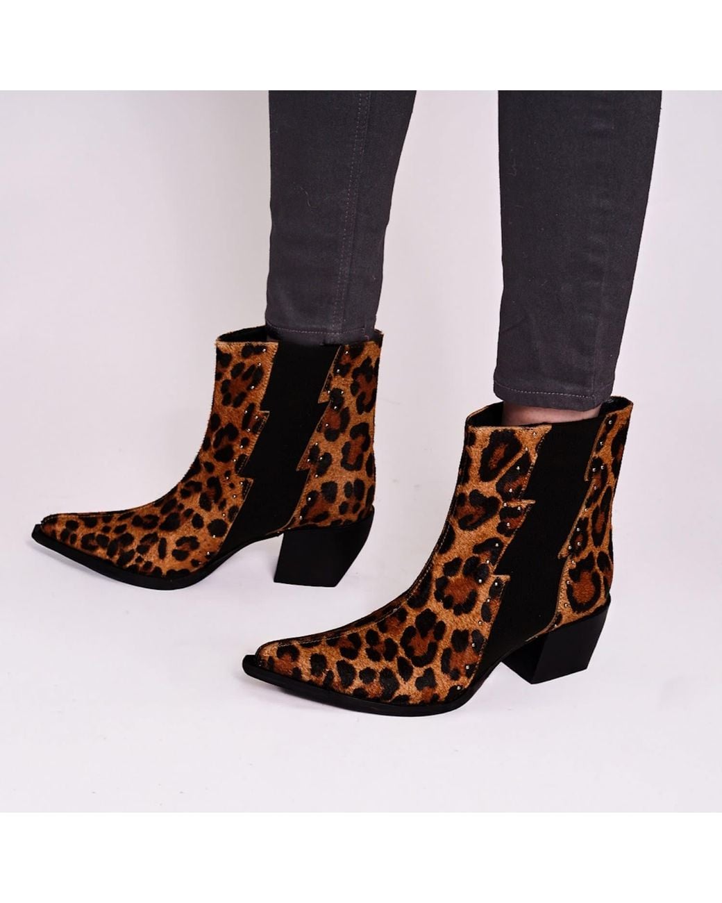 Any Old Iron Black Animal Print Leather Boots