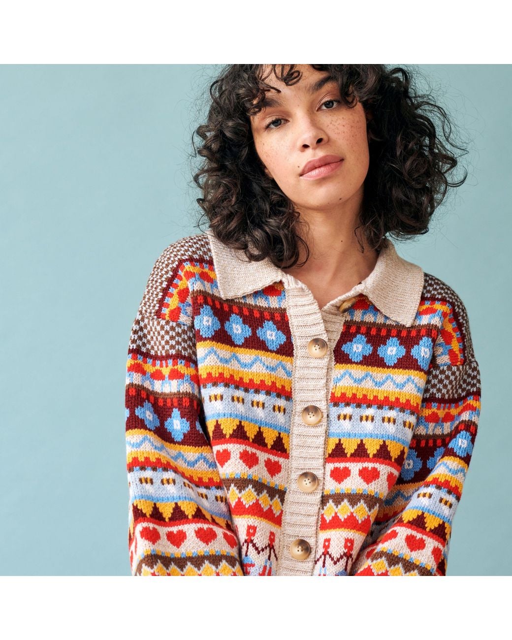 Gigi Knitwear Red Bee Garden Cardigan