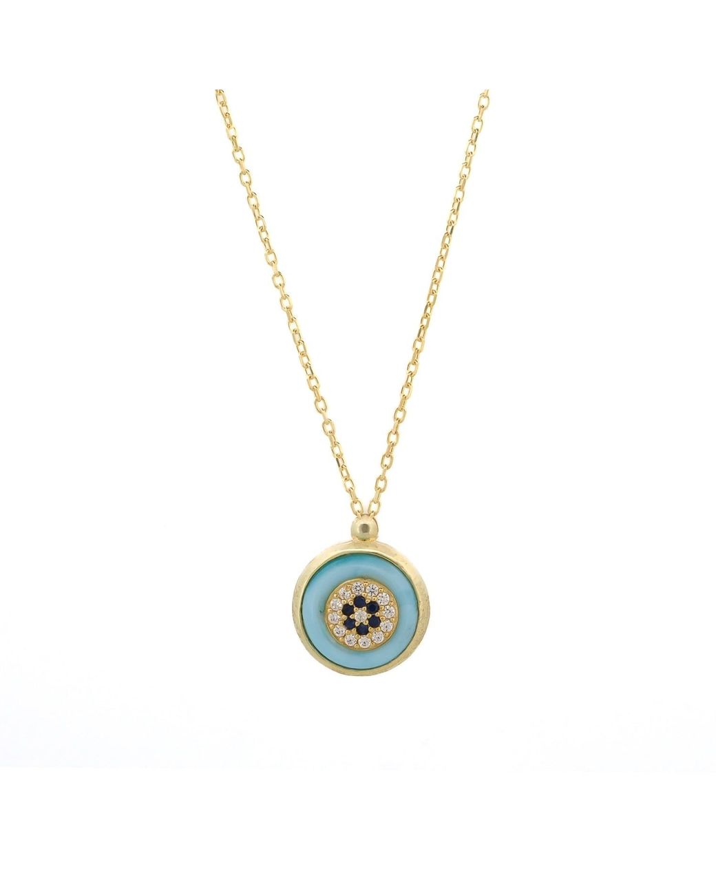 Ebru Jewelry Metallic Enamel Evil Eye Pendant Necklace