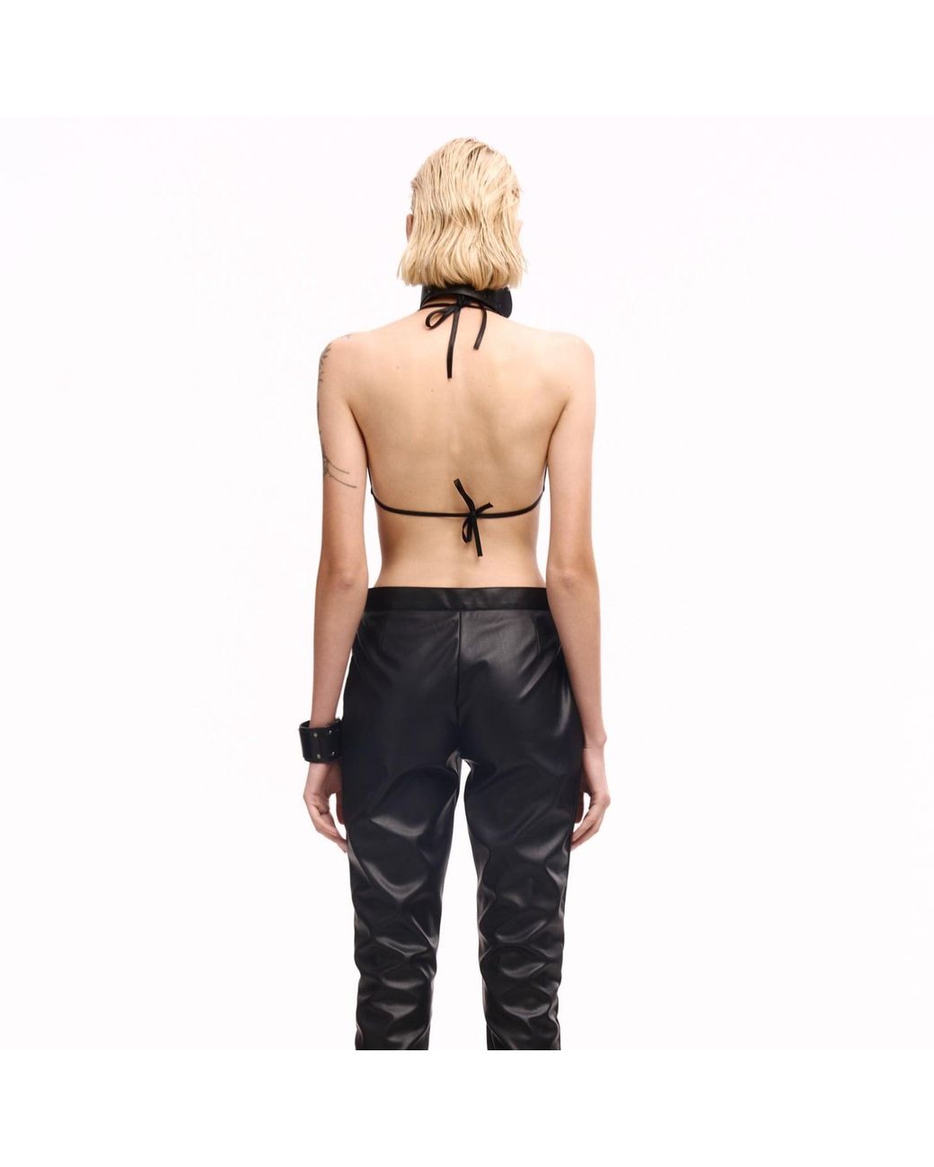 Serotoninn Black Faux Leather Bra Top