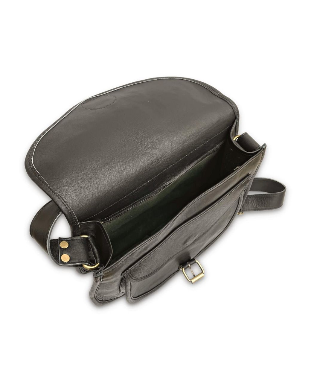 VIDA VIDA Black Leather Saddle Bag-Large