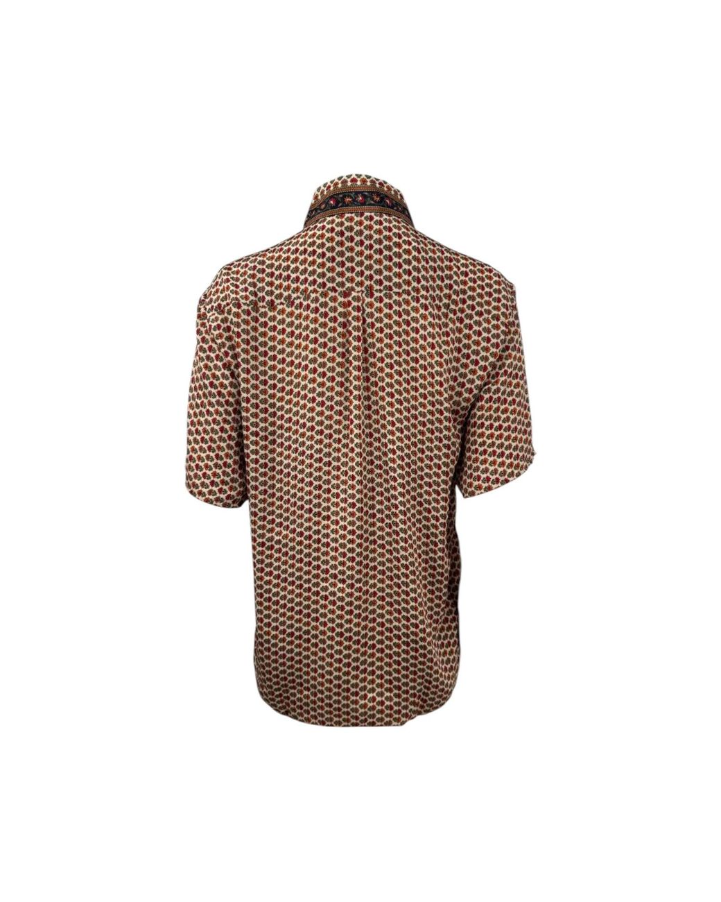Monzlapur New York Brown Embossed Botanic Short Sleeve Crepe Shirt for men