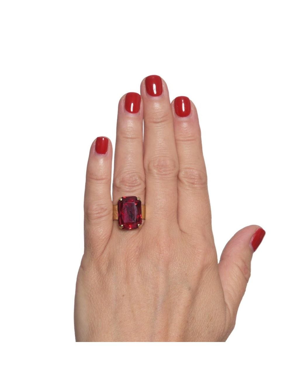 Addicted Pink Celeste Plated Ring With Ruby Crystal