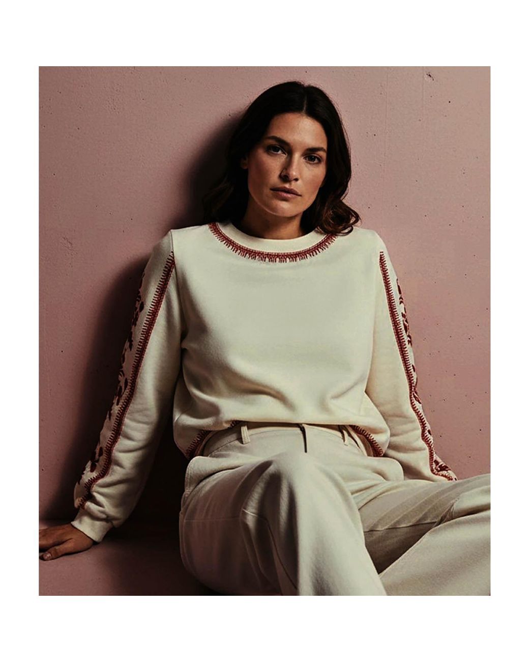 Nooki Design Natural Catalina Embroidered Sweater