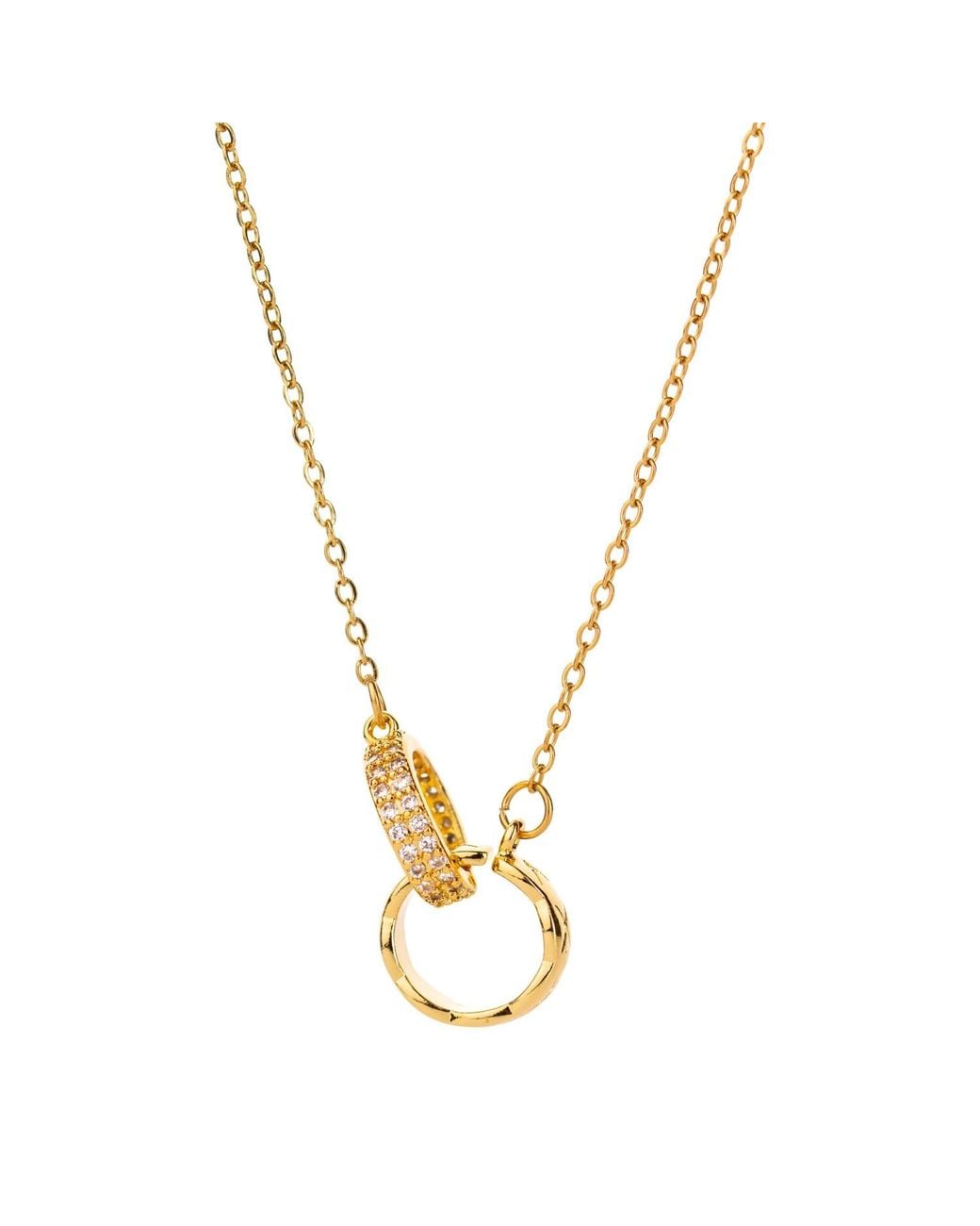 Ebru Jewelry Metallic Together Always Dual Ring Necklace