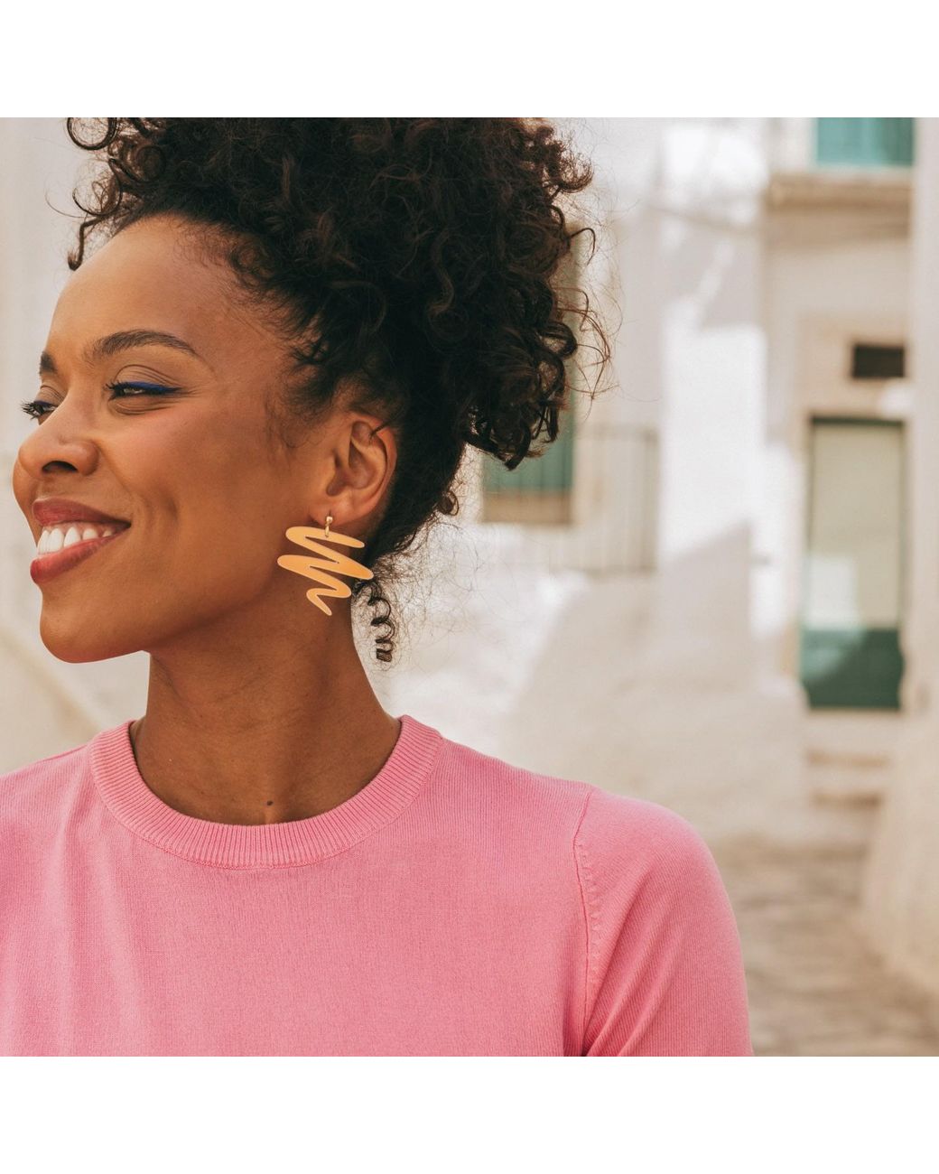 By Chavelli Blue Neutrals Squiggle Dangly Earrings