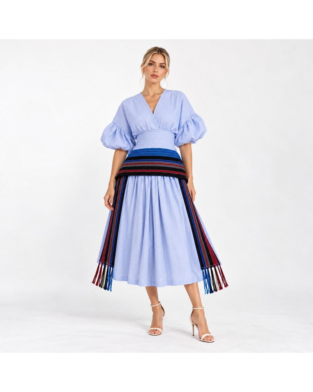 Gng Vogue Blue Zurie Stripe Flare Dress