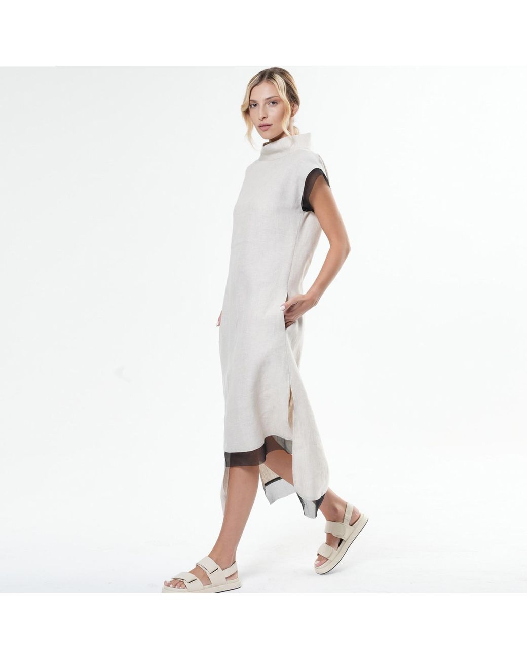 Metamorph White Neutrals Long Linen Dress