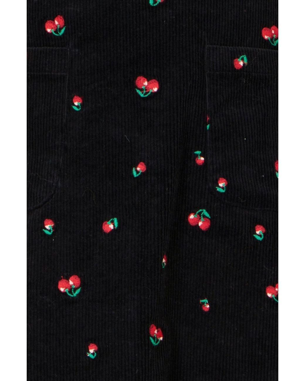 Yumi' Black Cherry Embroidered Cord Mini Skirt