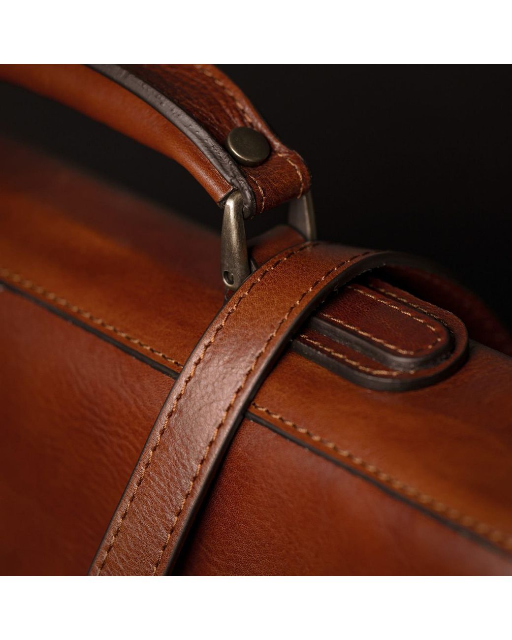 Time Resistance Brown Leather Briefcase Laptop Bag for men