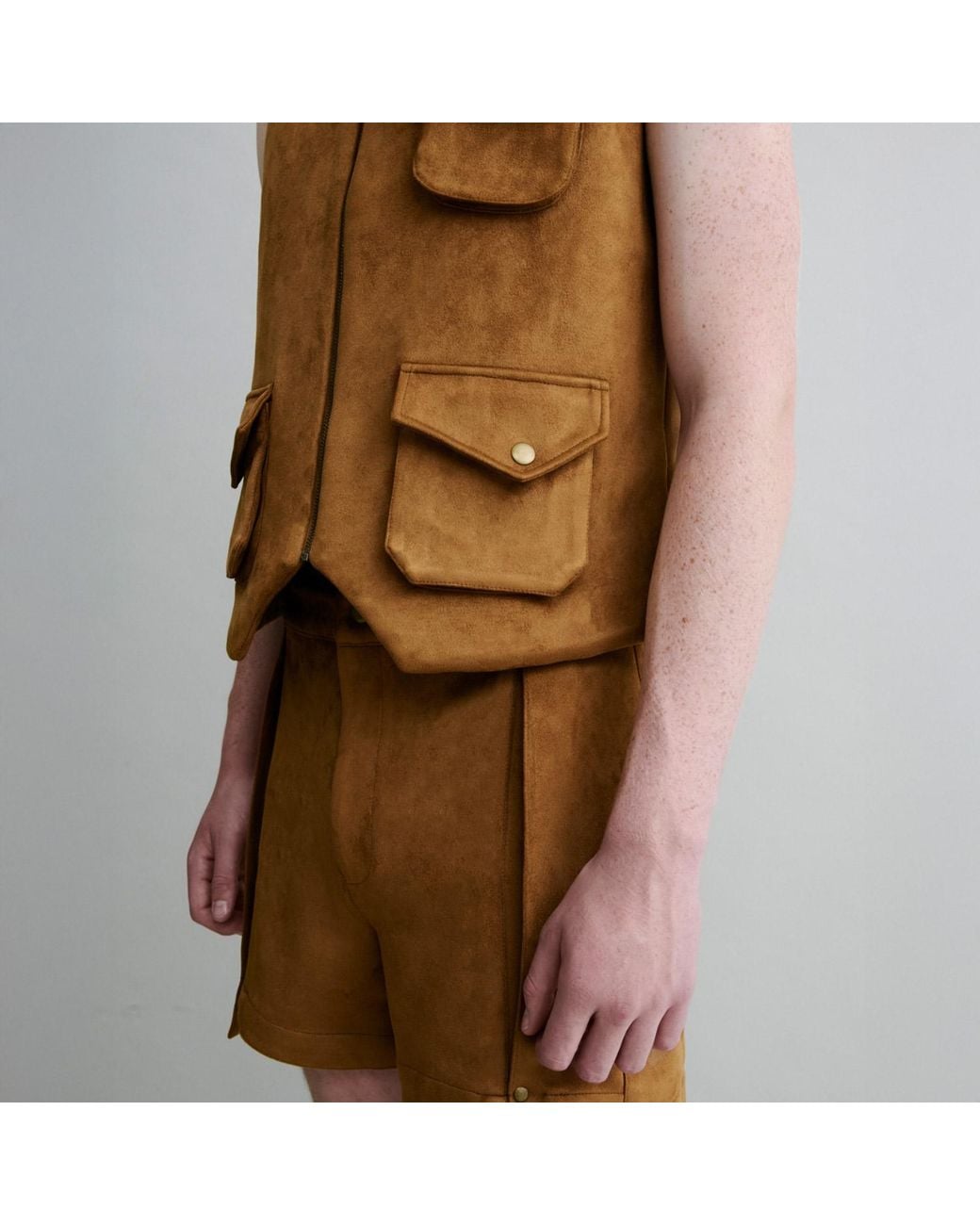Luroq London Brown Padded Suede Gilet for men