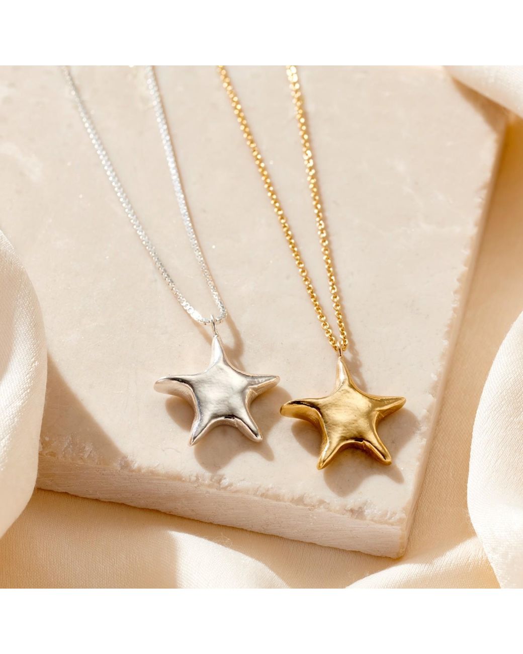 Posh Totty Designs Metallic Sterling Chunky Star Pendant Necklace With Box Chain