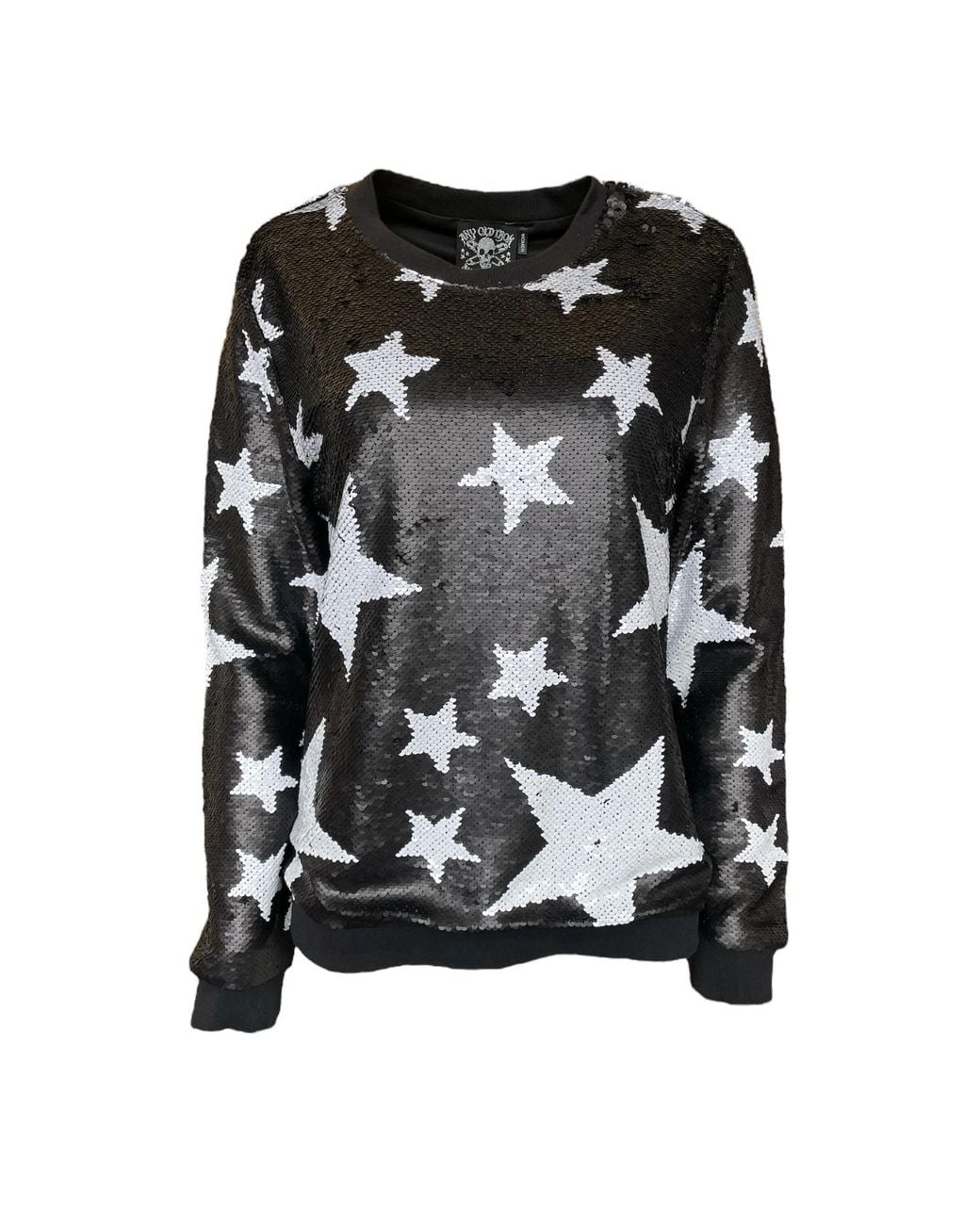 Any Old Iron Black Sparkle Star Sequin Sweatshirt