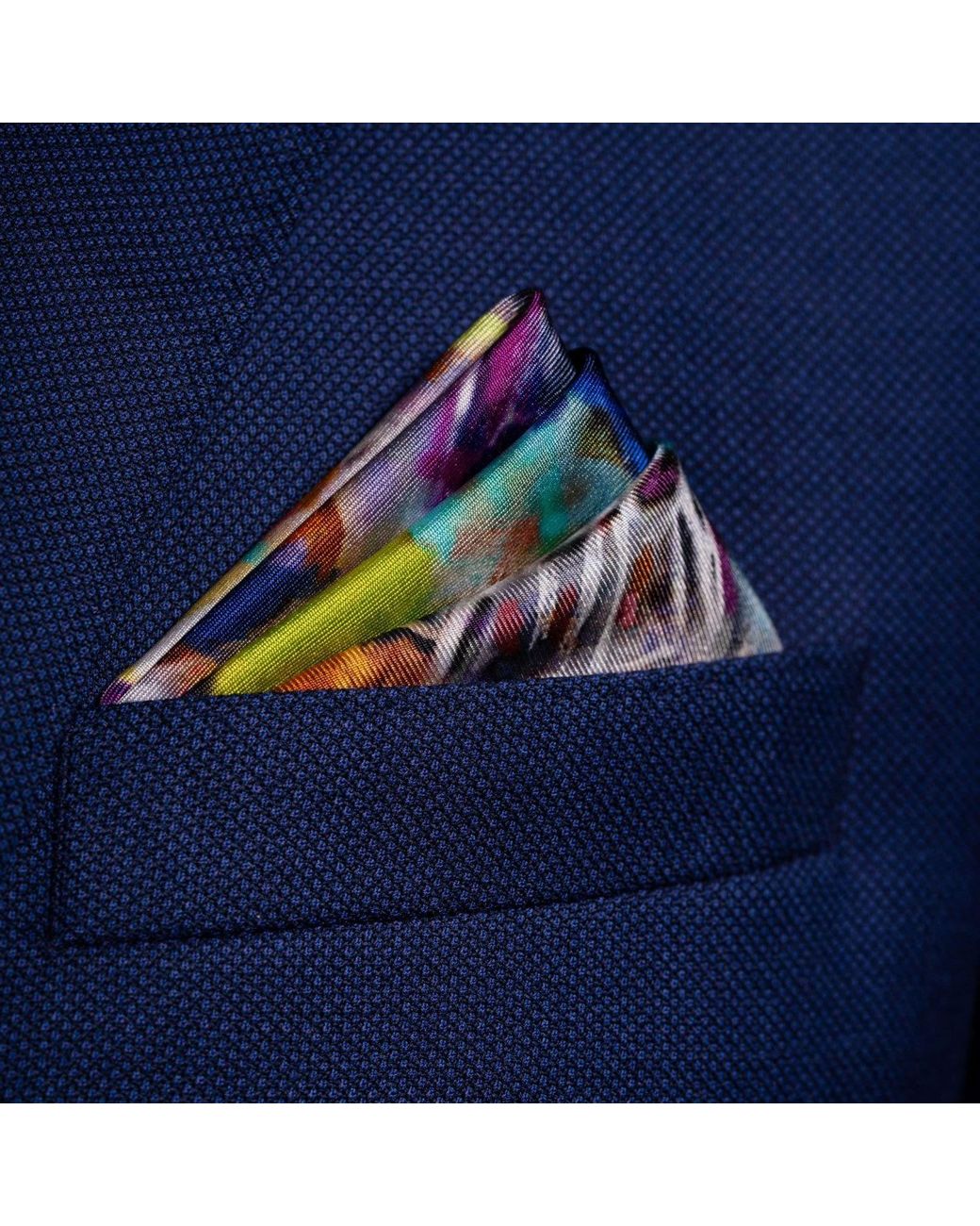 Otway & Orford Blue 'Closing In' American Football Silk Pocket Square for men