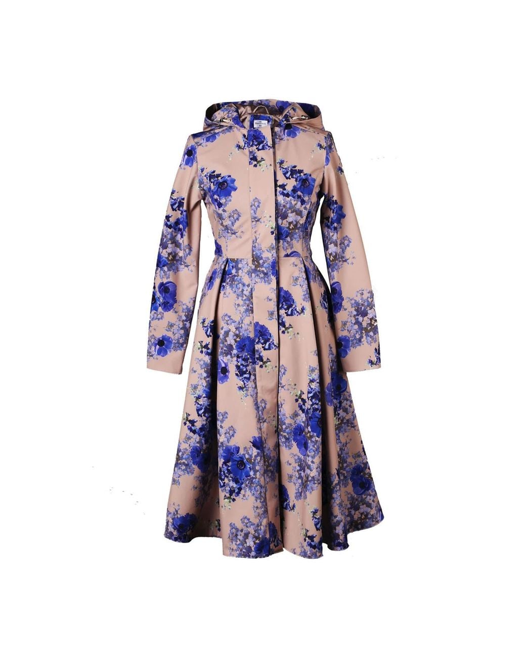 RainSisters Waterproof Long Hooded Trench Coat: Cornflower Blue