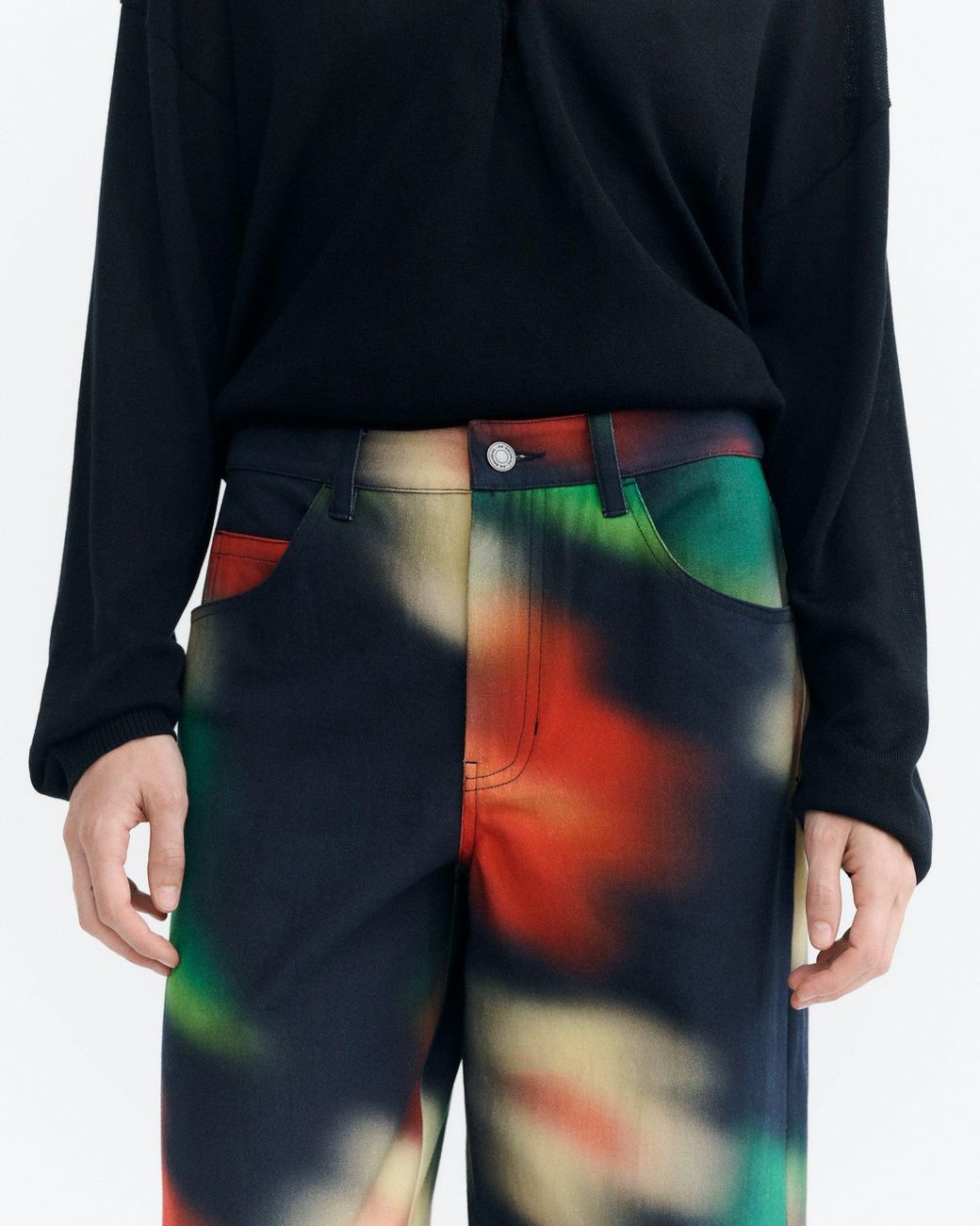 Thinking Mu Black Hedda Bloom Wide-Leg Pants