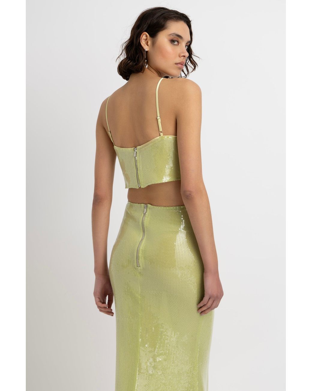 Amy Lynn Green Riva Lime Sequin Maxi Skirt