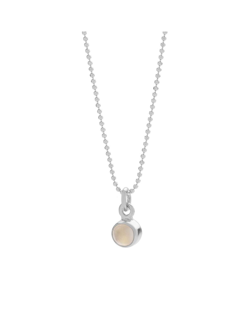 Nellou Jewellery Metallic Neutrals Gem Dot Birthstone Necklace June Moonstone Sterling