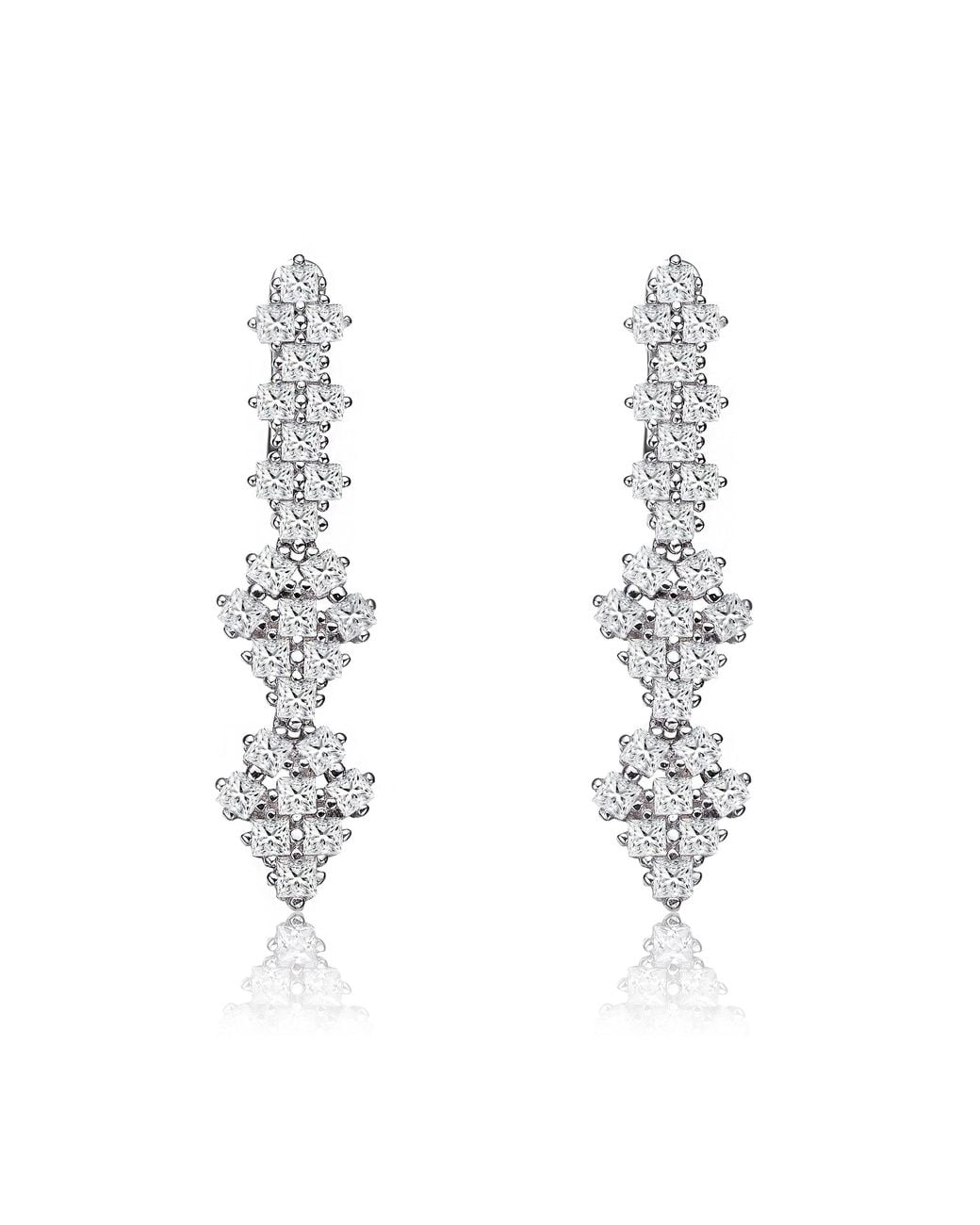 Genevive Jewelry Metallic Sterling Cubic Zirconia Drop Earrings