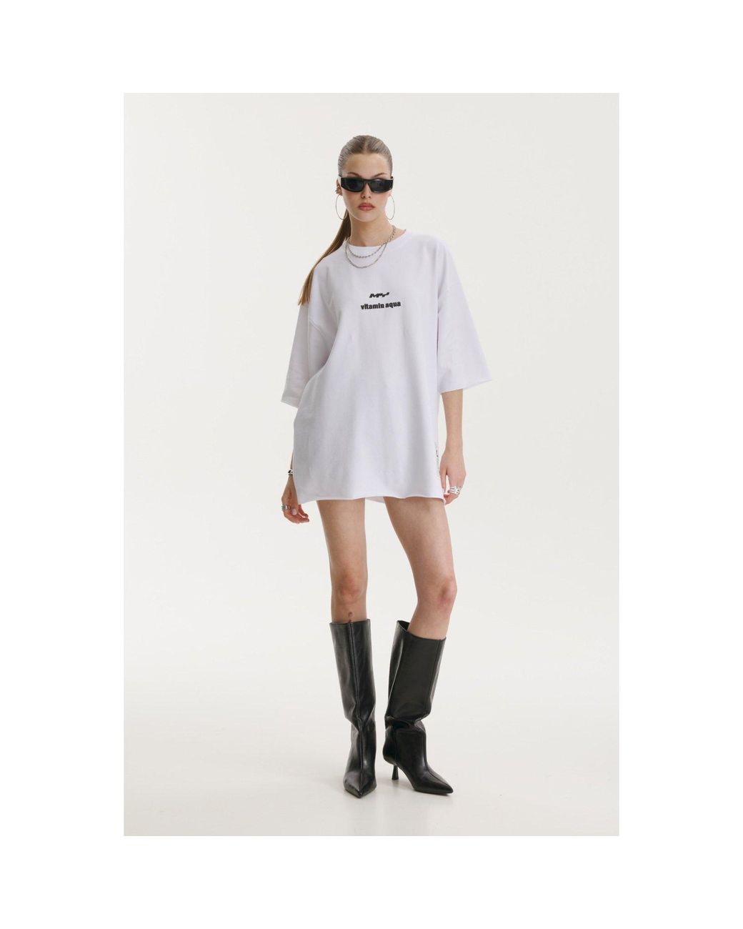 mysimplicated White Oversized T-Shirt With Vitamin Club Design W