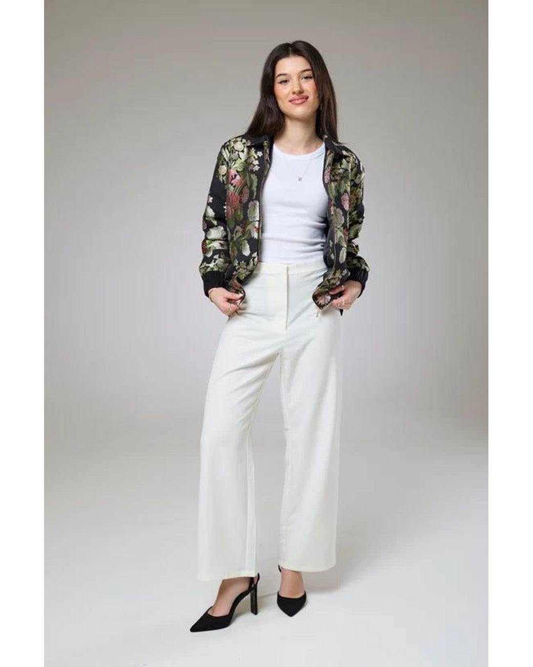 Lioness by Tf Black Floral Heaven Bomber Jacket