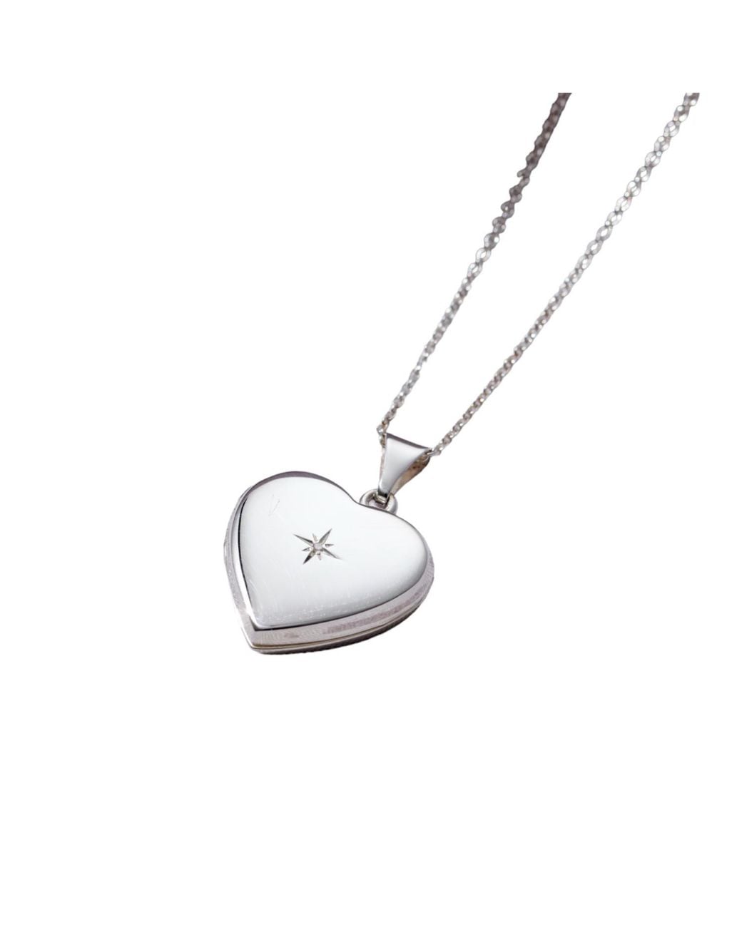 Posh Totty Designs Metallic Sterling Silver Heart Locket With Diamond