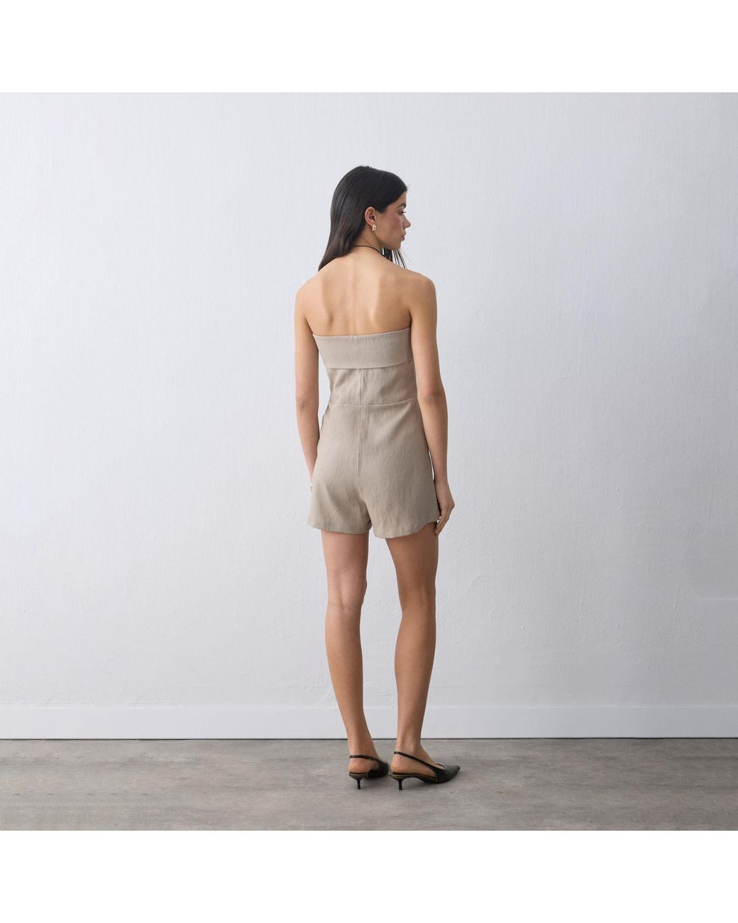 Thisisu Collection Gray Neutrals Aira Strapless Mini Romper Short Jumpsuit