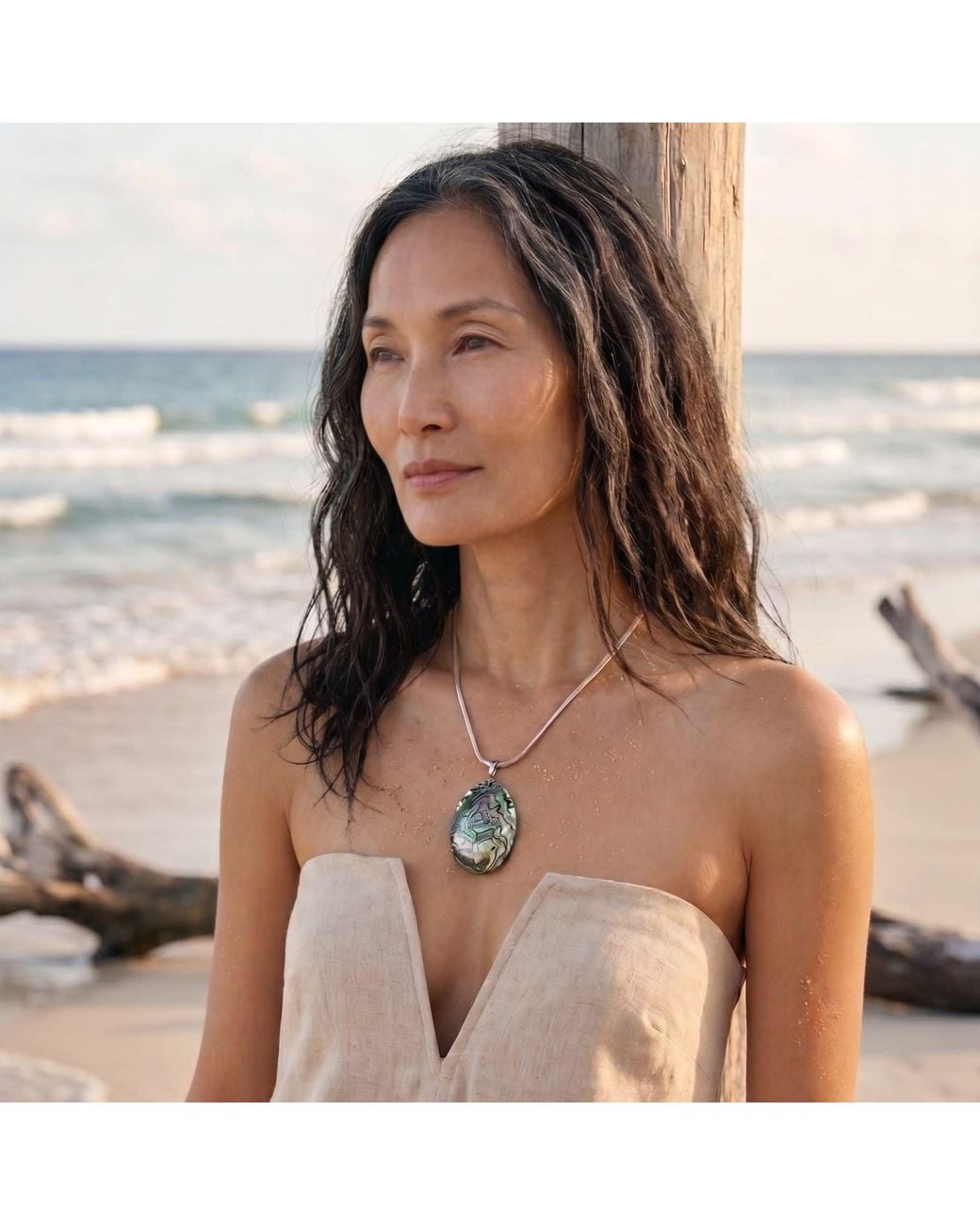 Babaloo Metallic Abalone Shell Pendant Necklace
