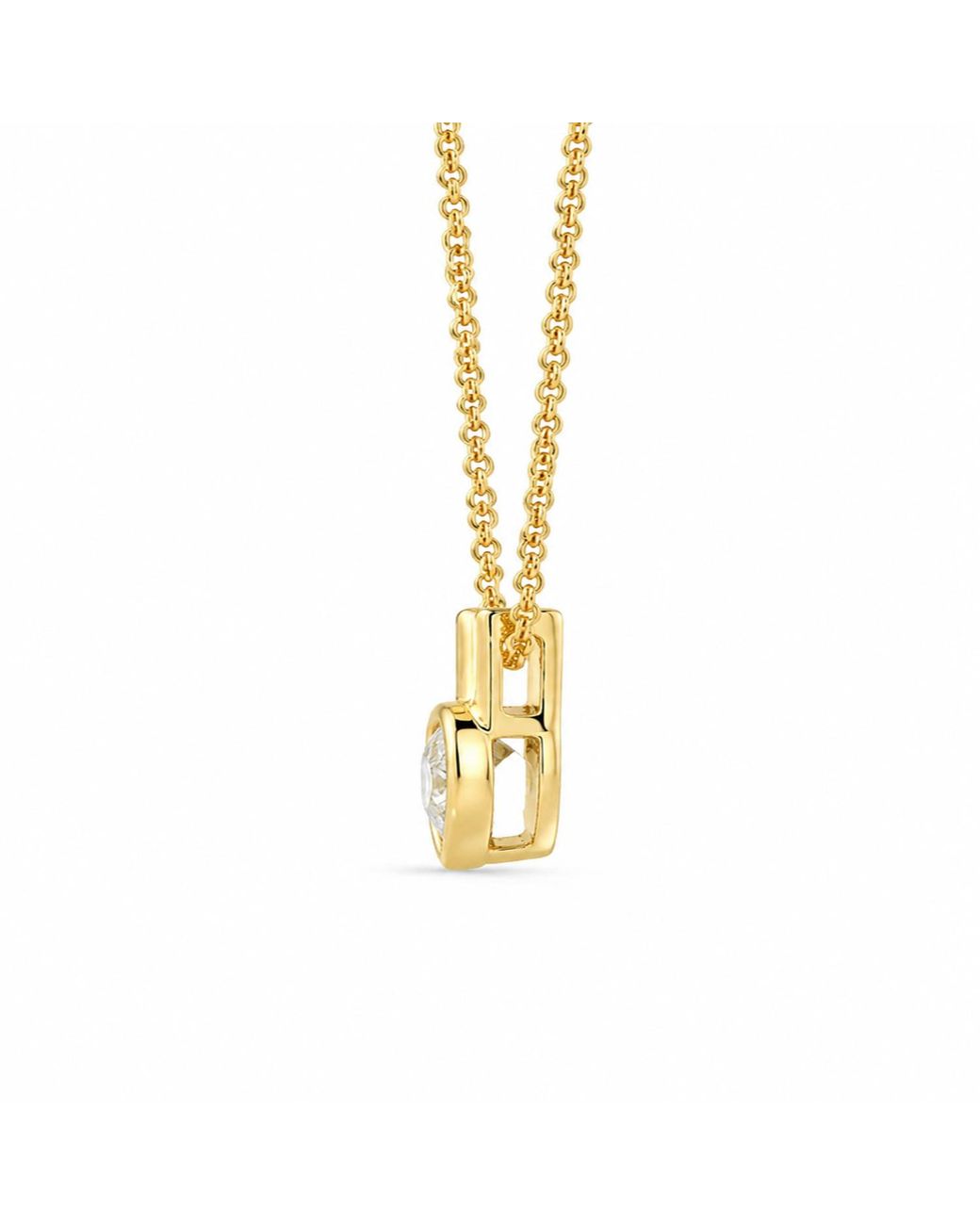 Artisan Metallic 14K Bezel Pear Diamond Pendant Necklace