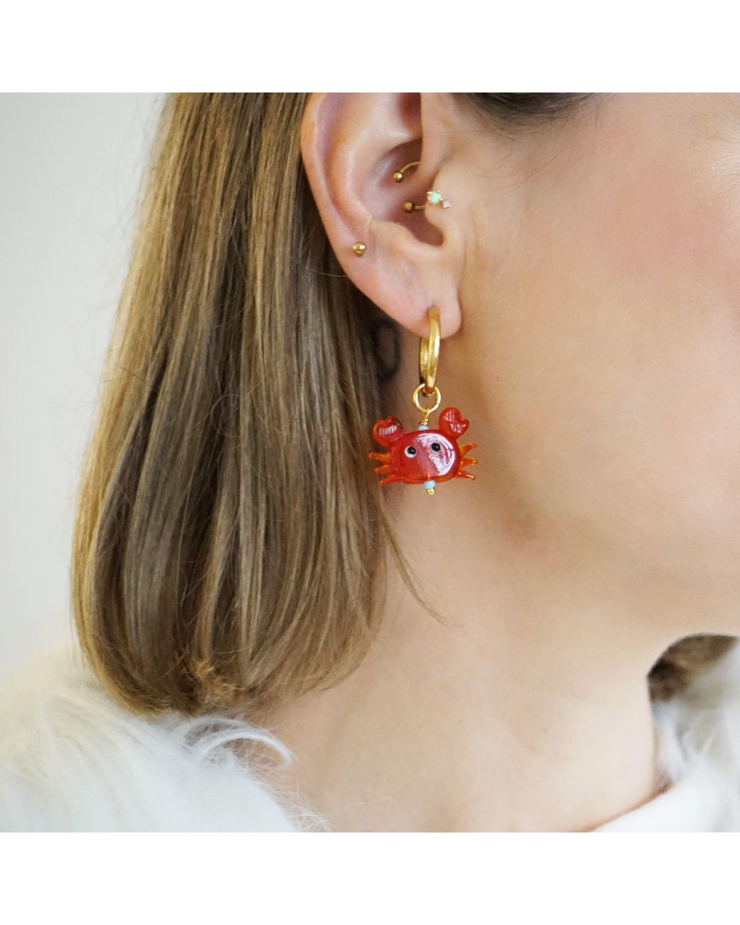 Smilla Brav Red Murano Glass Earrings Holy Crab!