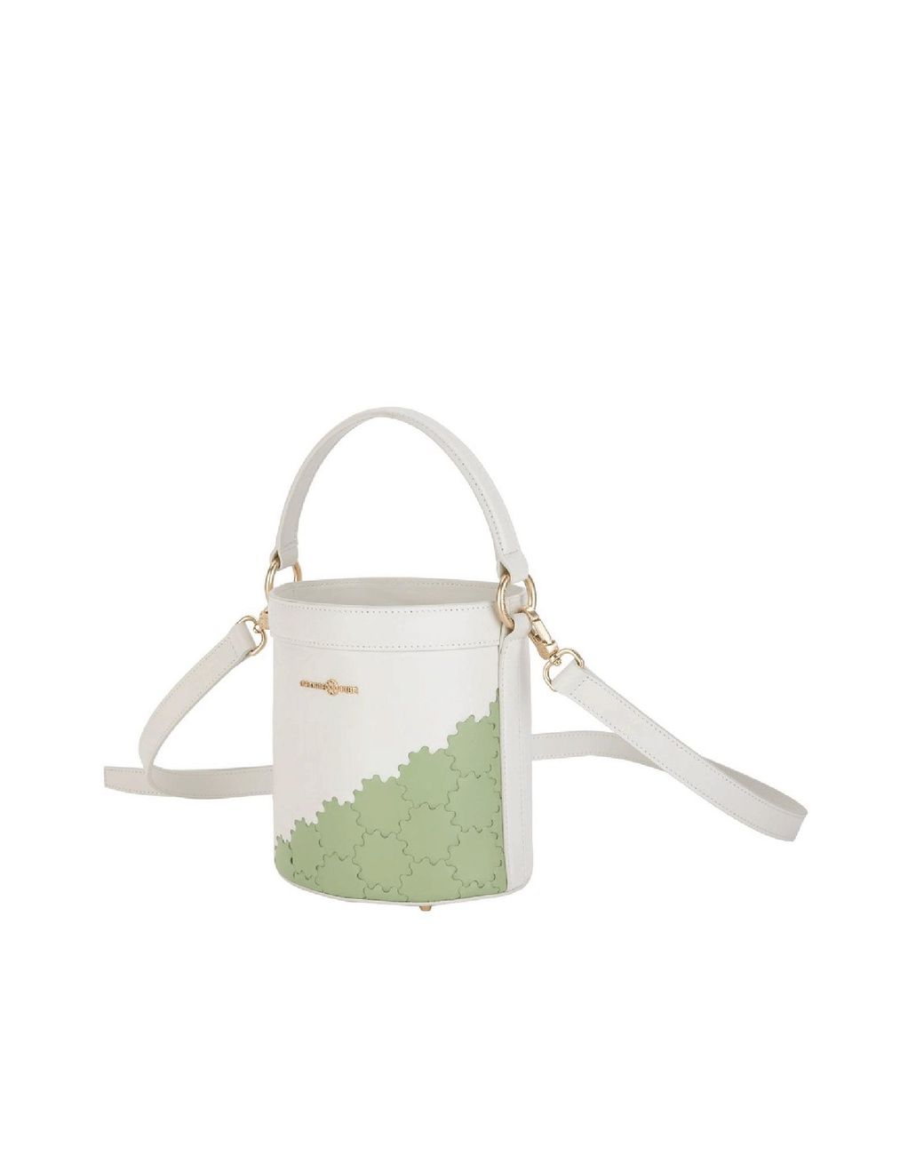 Orange Cube White Quilted Impressions Bucket Bag