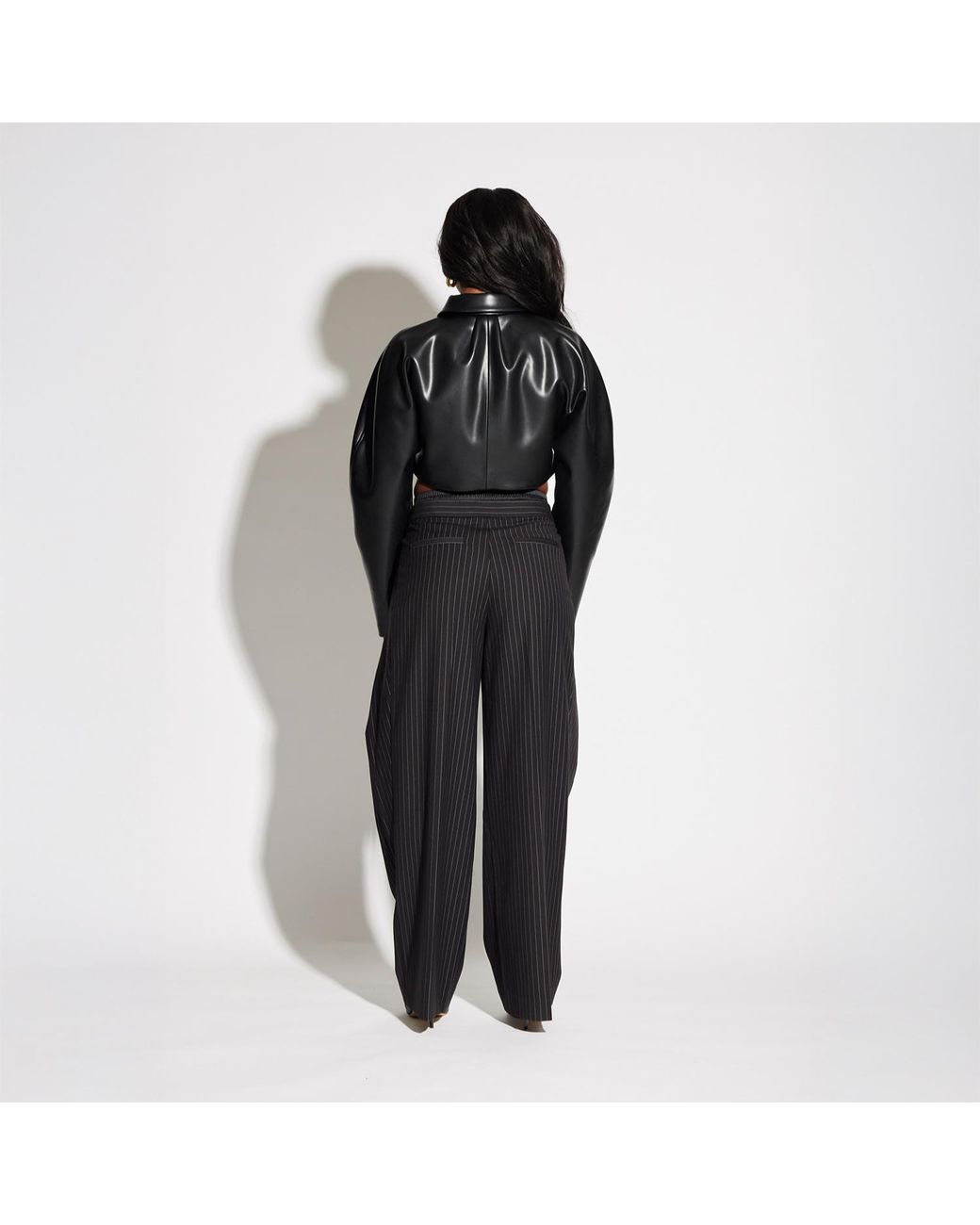 Circular Path Black Crop Vegan Leather Jacket