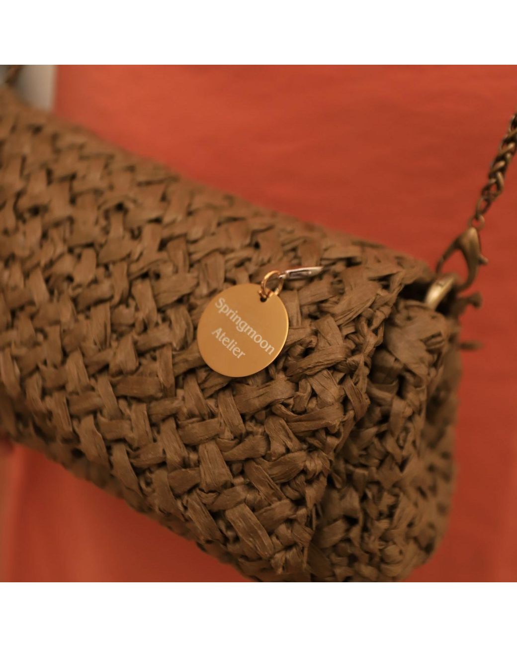 Springmoonatelier Metallic Raffia Shoulder Bag