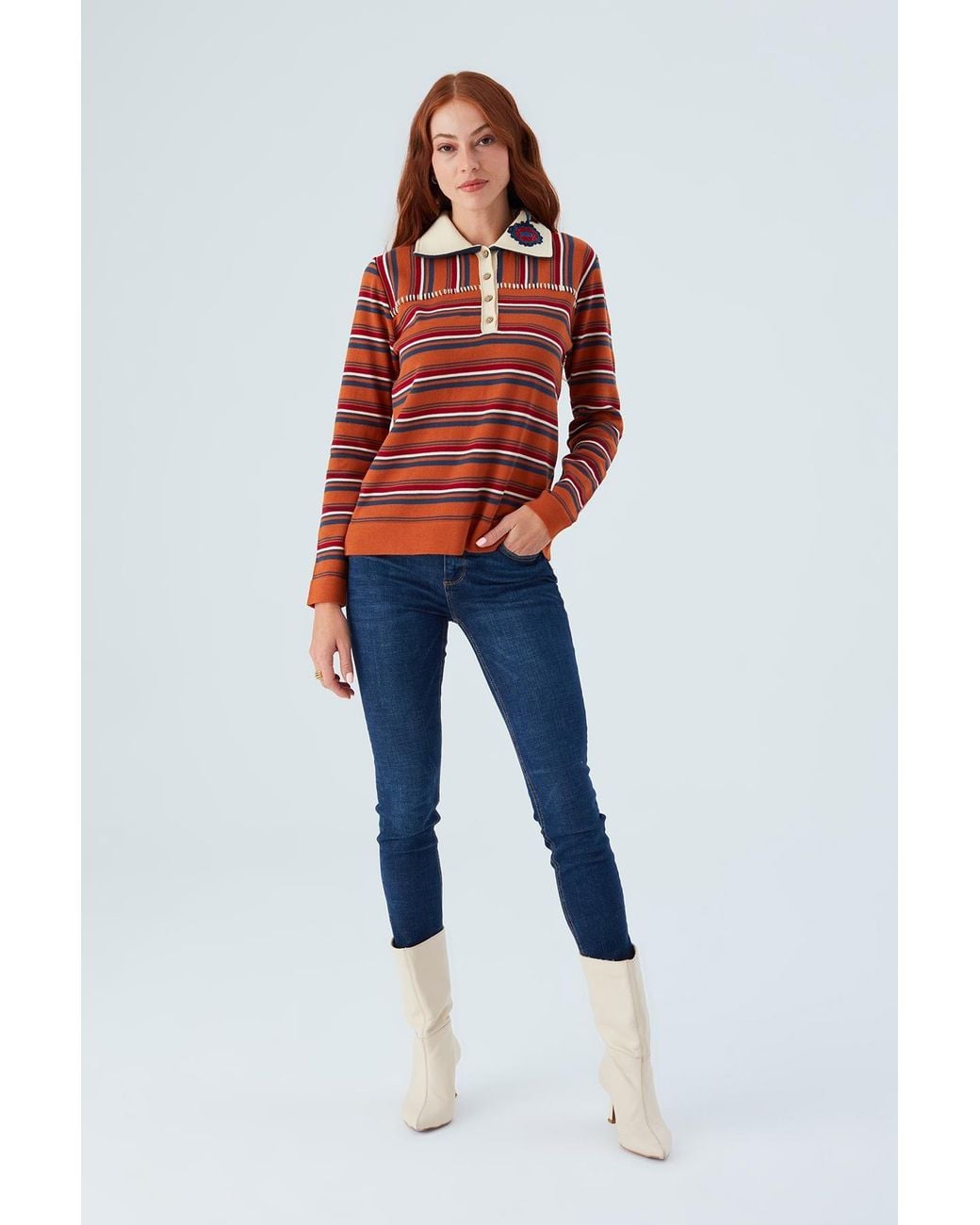 Peraluna Harper Fine Embroidered Knitted Blouse